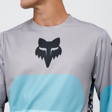 Fox Ranger Grid Men's Long Sleeve Jersey in Grey BIKE