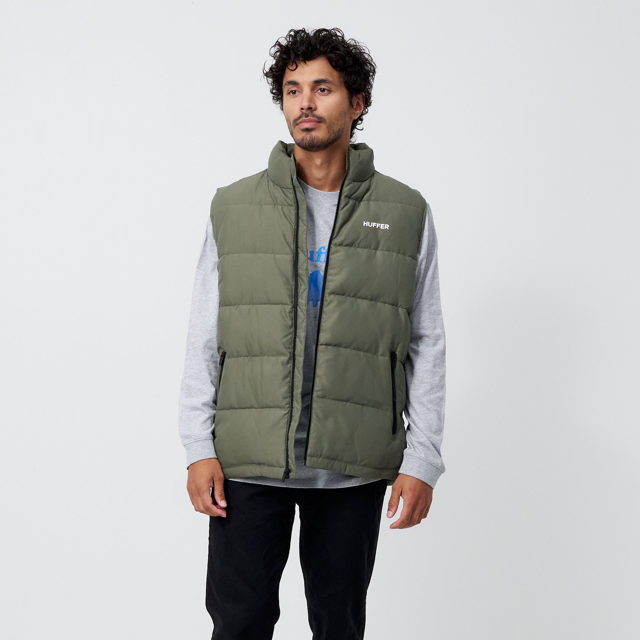 Huffer Mount Men's Puffer Vest in Green CLOTHING