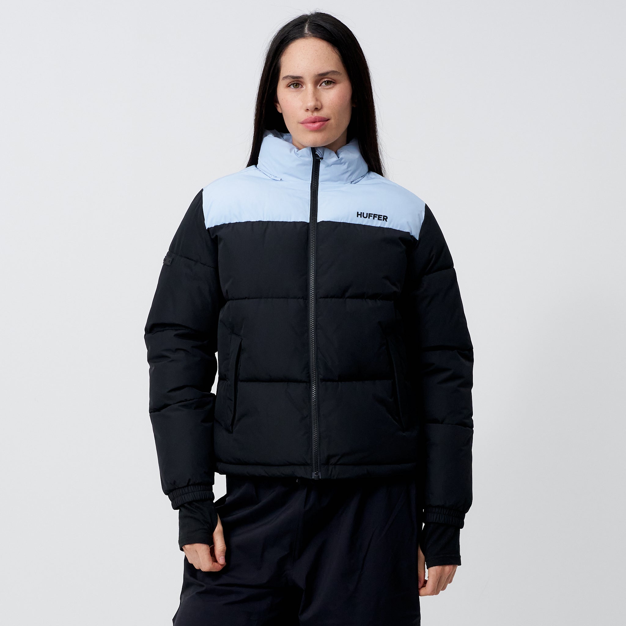 Huffer Panel Women's Puffer Jacket in Black CLOTHING