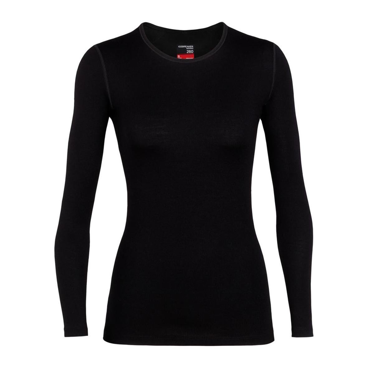 icebreaker Womens Merino 260 Tech Long Sleeve Crew in Black