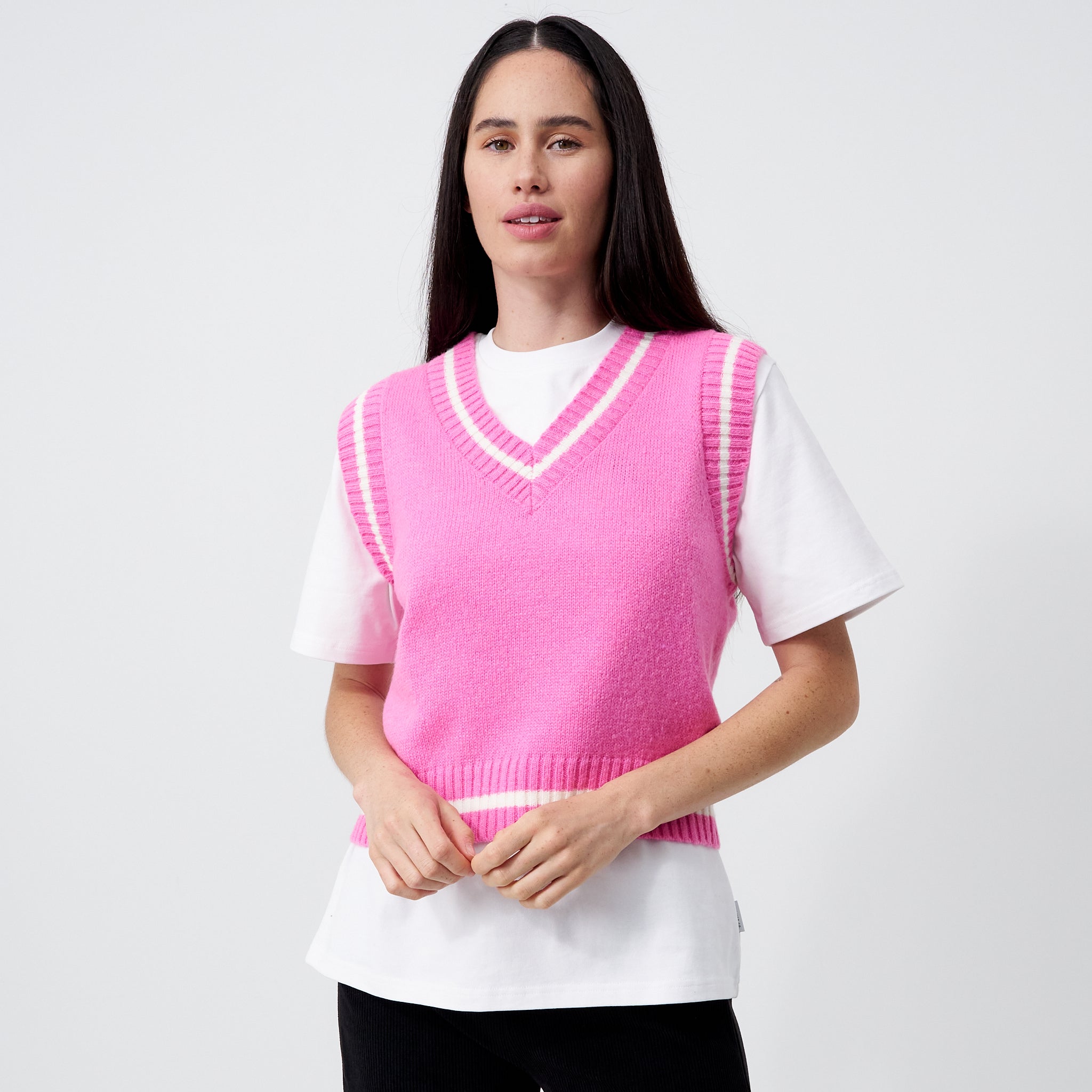 pois knit vest ピンク pois ピンク knit vest ニットベスト