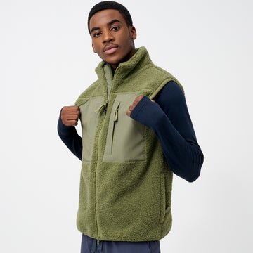 R&R Sport Hampstead Men's Sherpa Fleece Gilet Vest in Green
