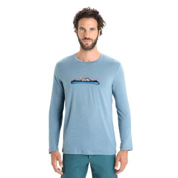 Icebreaker Men's Tech Lite II Long Sleeve T-Shirt Ski Fields - Astral Blue
