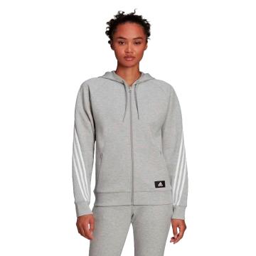 Adidas Women's Future Icons 3 Stripe Hood Track Top - Medium Grey Heather