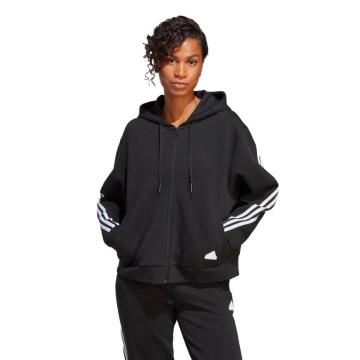 Adidas Women's 3 Stripe Full Zip Hoodie - Black