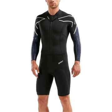 2XU 2022 Men's Pro-Swim Run SR1 Wetsuit - Black/Blue Surf Print
