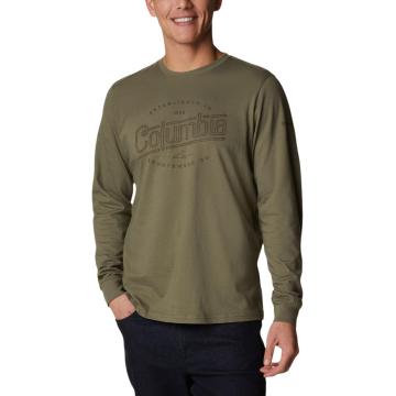 Columbia Men's Brighton Woods Graphic Long Sleeve - Stone Green,CSC Outline Graphi