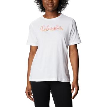Columbia Clothing Women's Bluebird Day Relaxed Crew Neck T-Shirt - White / Prcvcloudypink