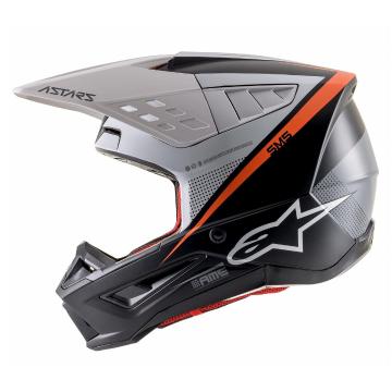 Alpinestars S-M5 Rayon Helmet - Black/White/Orange Fluro - Black / White / Orange Fluro