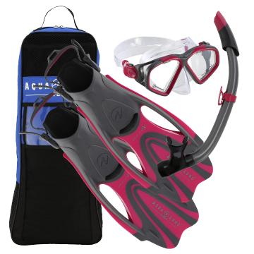 Aqualung 2020 Hawkeye Adult Snorkel Set - Pink/Grey