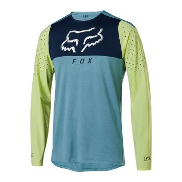 Fox Flexair Delta Long Sleeve MTB Jersey - Light Blue / Collage