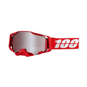 Ride 100% Armega Moto Goggles - Red/HiPER Silver Lens