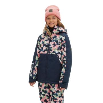 O'Neill 2022 Girls Adelite All Over Print Snow Jacket - Blue AOP w/Pink
