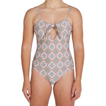 O'Neill Girls Alexa Tile Tie Front One Piece - Canyon Clay