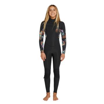 O'Neill Girl Long Sleeve Bahia Chest Zip Full 3/2mm Wetsuit - Black / Aust
