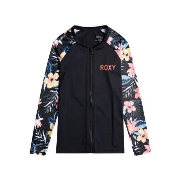 Roxy Girls Flowers Addict Long Sleeve Lycra Rash Vest - Anthracite