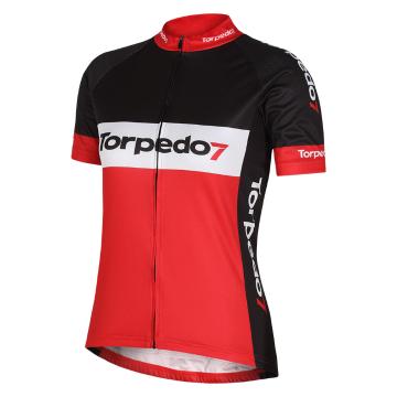 Torpedo7 Woman's Road Short Sleeve Jersey - Black / Red / White