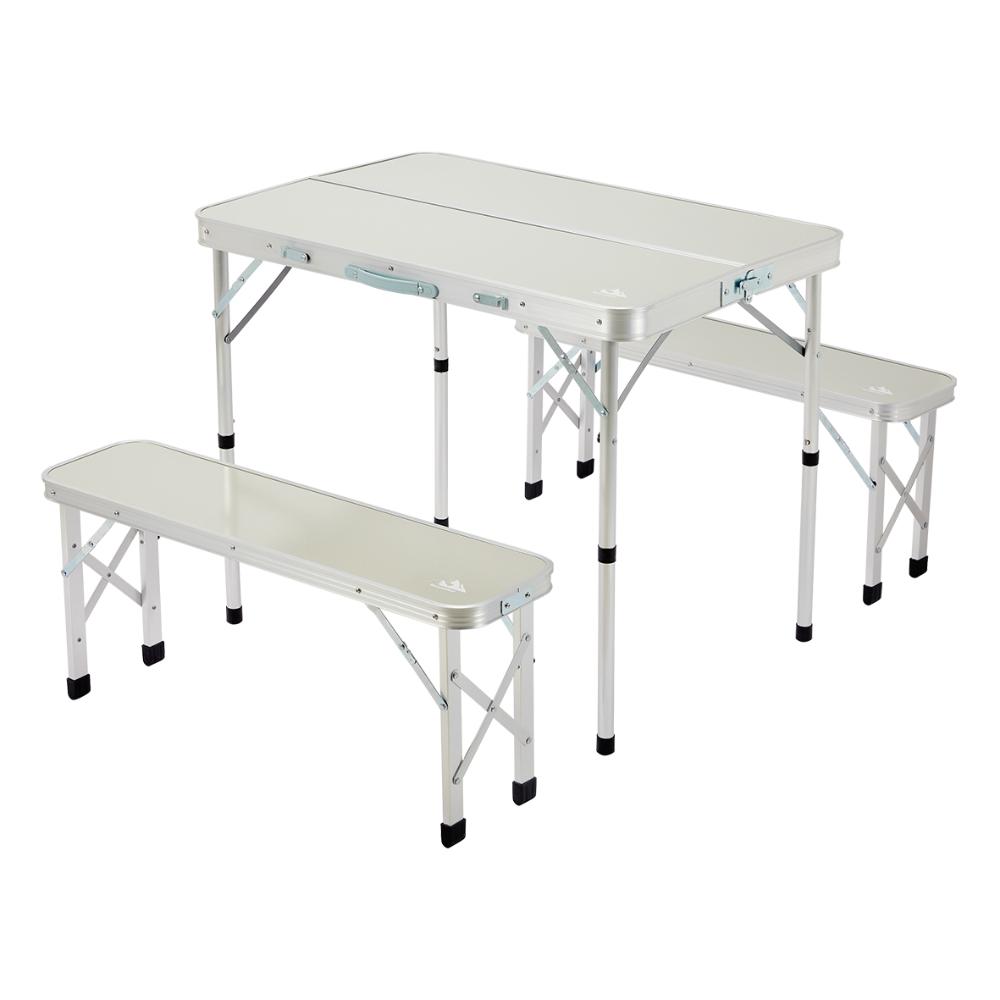 Quattro Aluminium Table & Double Bench Set