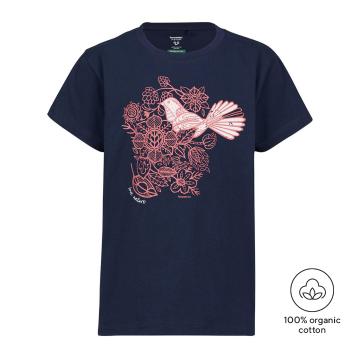 Torpedo7 Girls Organic Graphic Short Sleeve Bird T-Shirt - Navy Blazer