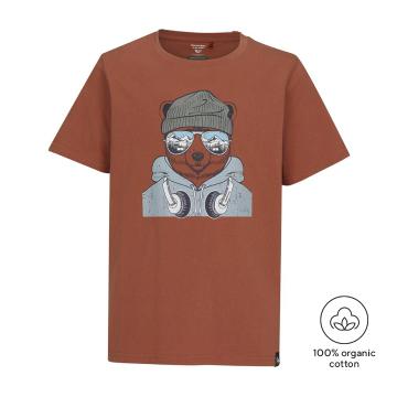 Torpedo7 Boys Organic Graphic Short Sleeve Bear T-Shirt - Baked Clay