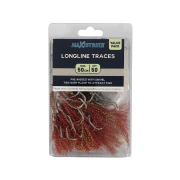 Maxistrike Pre Rigged 50cm Longline Traces 50 Pack
