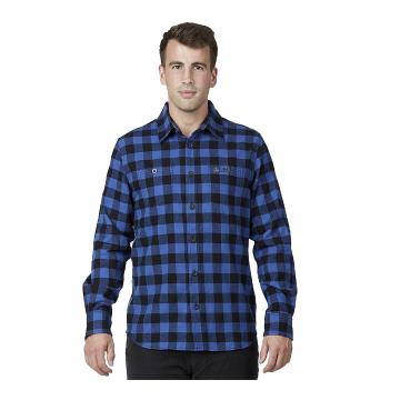 Swanndri Men's Marylebone Cotton Long Sleeve Shirt - Blue / Black