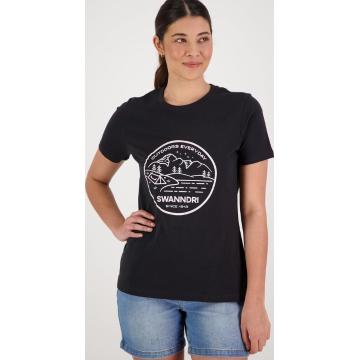 Swanndri Women's Beeville Print T Shirt - Washed Black