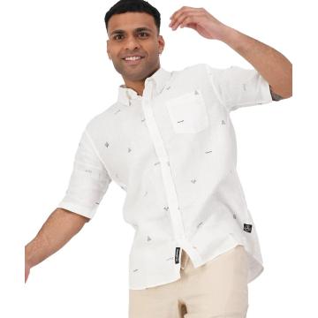Swanndri Men's Benfell Short Sleeve Shirt - White / Navy Print