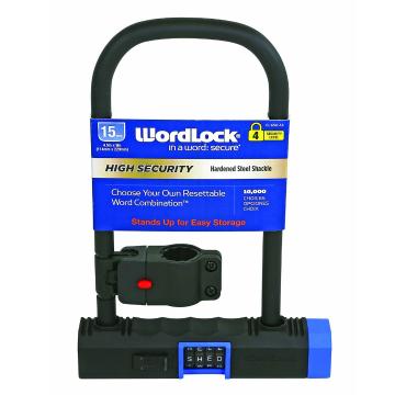 WordLock 4 Dial U Lock 115mm x 203mm w/ Bracket