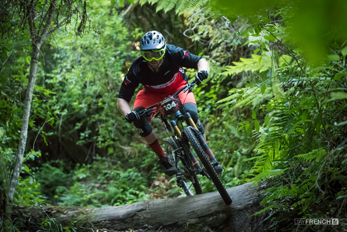 Cam Cole finds his focus mid-stage during the Crankworx Rotorua Enduro. Photo: Jay French